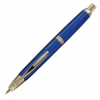 Pilot Vanishing Point Fountain Pen In Blue & Gold - 18k Gold Fine Point