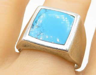 Mexico 925 Silver - Vintage Large Turquoise Square Cocktail Ring Sz 13 - R8589