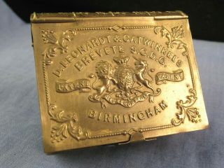Victorian Brass Miniature Book Pen Nib Box Case D Leonardt & Catwinkels Tin