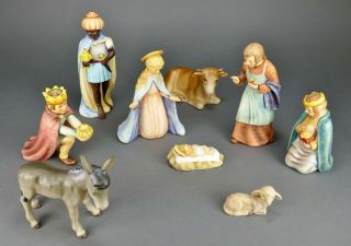 Fine Vtg German Goebel Ceramic Christmas Nativity Set Figurines Virgin & Baby