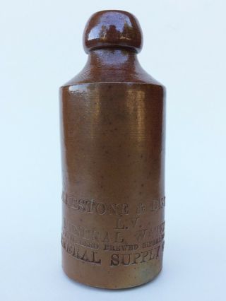 Antique Ginger Clay Stoneware Beer Bottle Folkestone & District Mineral Water