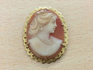 Vintage 9ct Gold Cameo Brooch Pin 1966
