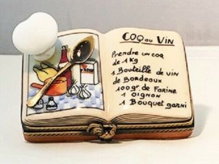 Vintage Porcelain Limoges Box Cookbook - - Coq Ou Vin