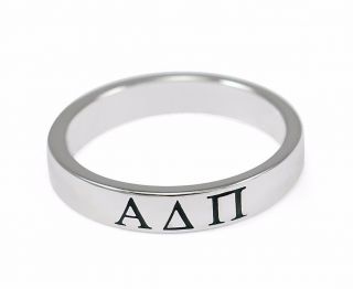 Alpha Delta Pi Sorority Sterling Silver Ring With Black Enamel,