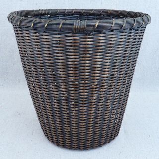 Large Antique Japanese Woven Bronze Ikebana Vase Waste Basket Bin Container 8¾ "