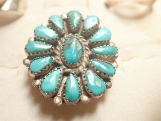 Navajo Native American Turquoise Sterling Silver Big Chunky Ring