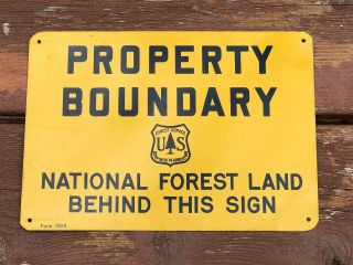 Old Vintage Us Forest Service Property Boundary Sign Metal Dept Of Agriculture