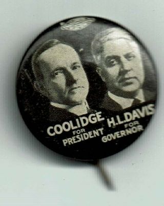 Authentic Calvin Coolidge Political Button Jugate Presidential
