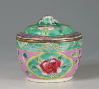 A Straits Chinese Nonya Peranakan Famille Rose Covered Pot 19/20thc
