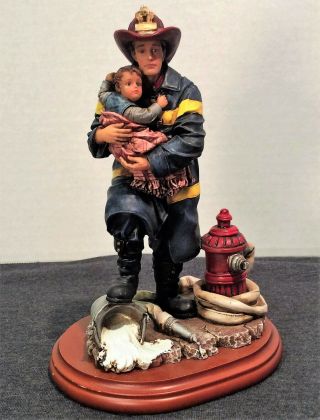 1997 Vanmark Red Hats Of Courage " Hero " Fireman Figurine Firefighter Child