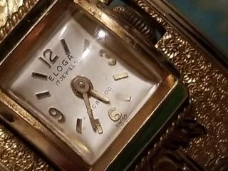ELOGA Ladies Watch Swiss 17 Jewels Incabloc Lancraft Cuff Bracelet Gold Filled 3
