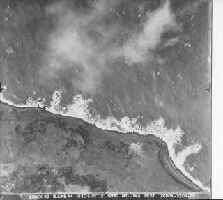 Uss Navy Wwii June 15 1944 Iwo Jima Aerial Recon 9x9 Photo 2 Coastline