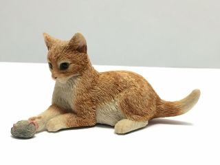 Orange Tabby Cat Kitty Paw Playing With Mouse Figurine