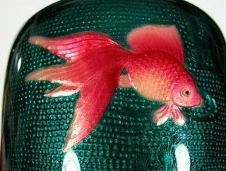 Sato Japanese Ginbari Cloisonne Vase with Three Gold Fish 3