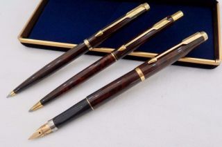 Parker 75,  Fountain Pen,  Ballpoint & Pencil Set C1984,  In Thuya