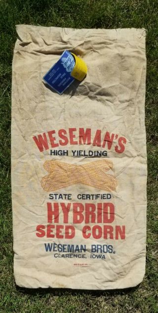 Weseman Feed Seed Sack Bag Clarence Iowa Hybrid Corn Yield Row Crop Farm Harvest