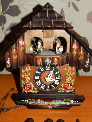 Vintage Hand Painted Cuckoo Clock West German Edleweiss Lador Switzerland