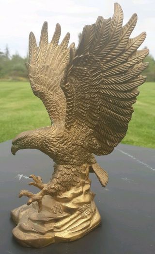 Broken Eagle Hawk Figure Statue Brass Vintage Paperweight 4lbs 10 "