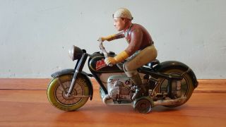 Vintage Tin Wind Up Us Zone German Toy.  Arnold Mac 700 Motorcycle.