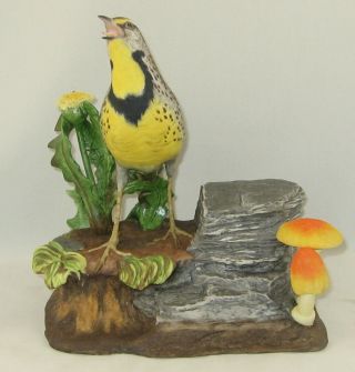 Boehm Porcelain Bird Sculpture " Meadowlark With Mushrooms " 435