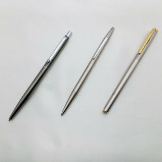 Montblanc Fountain Pen Ballpoint Pen Se T Of 3 Silver 14k Gold 585 X1796