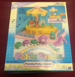 Vintage My Little Pony Petite Ponies Prancing Pretty Carousel In Open Box
