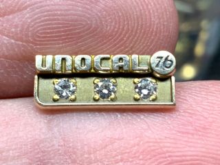 Unocal 76 Petroleum 10k Gold Stunning Rare Triple Diamond Service Award Pin.