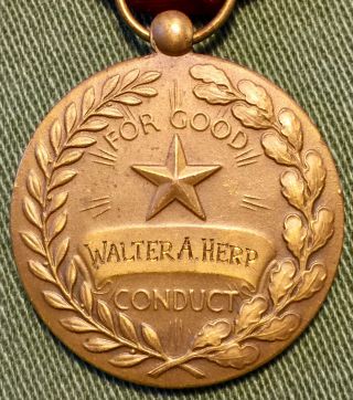 Engraved Wwii U.  S.  Army Good Conduct Medal Named To Walter A.  Herp