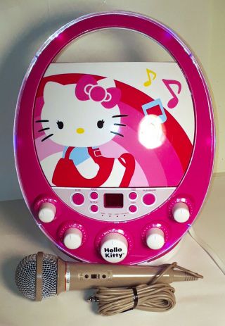 Hello Kitty Cdg Karaoke Machine W/ Microphone And Flashing Lights
