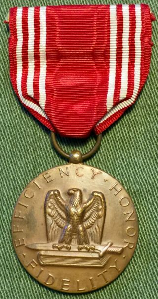 Engraved WWII U.  S.  Army Good Conduct Medal named to Eugene C Archibald 3