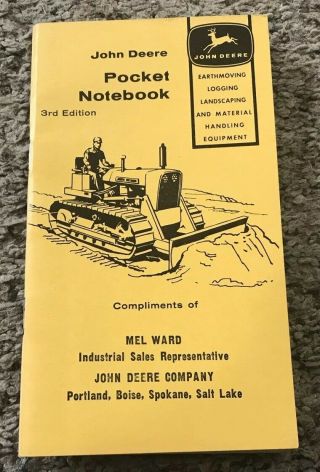 Nos 1961 John Deere Industrial Sales Pocket Notebook,  3rd Ed. ,  Calendar,  Ruler