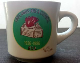 Boy Scouts Coffee Mug.  Firelands Area Council 1936 - 1986 (b.  S.  A. ) Fine White China