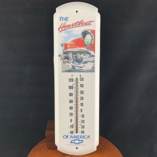 Vtg 90s Chevrolet The Heartbeat Of America Porcelain Enamel Thermometer Chevy