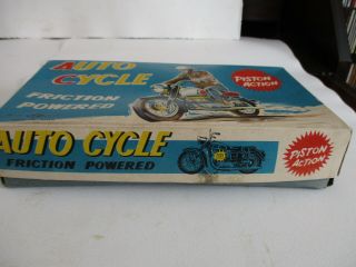 PISTON ACTION TIN MOTORCYCLE WITH BOX BY T.  N.  JAPAN 3