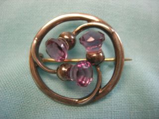 Charles Horner Sterling Silver & Amethyst Glass Thistle Brooch Pin