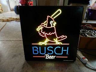 Vintage 1991 Busch Beer Neo Neon Lighted Sign Ab Mlb St Louis Cardinals Baseball