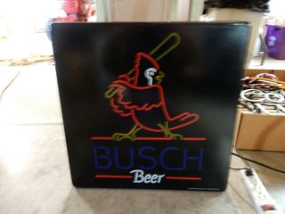 Vintage 1991 Busch Beer Neo Neon Lighted Sign AB MLB St Louis Cardinals Baseball 2