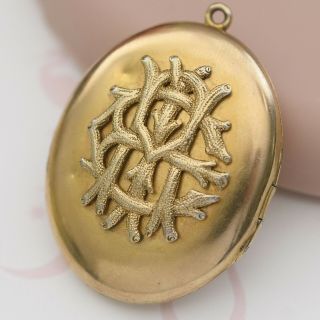 Antique Victorian Aie Amity Infinity Eternity Sterling Silver Vermeil Locket