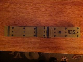 Vintage Us Military Issue Army Ww2 Wwii Olive Green Canvas Web Pistol Belt