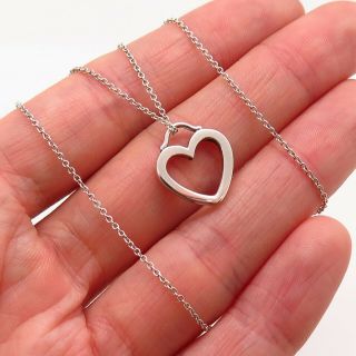 Tiffany & Co.  925 Sterling Silver Designer Open Heart Pendant Chain Necklace