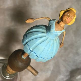 Anri Wood Wooden Carved Carving Cork Bottle Wine Stopper Ballerina (bright Blue)