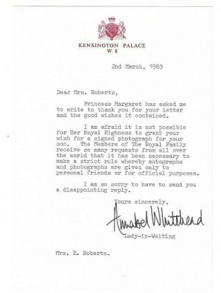 7 Signed Kensington Palace Letters Lady - In - Waiting Etc.  1983 Princes & Princess