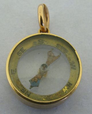 Antique Victorian Edwardian 9ct Yellow Gold Compass Watch Fob Pendant Charm