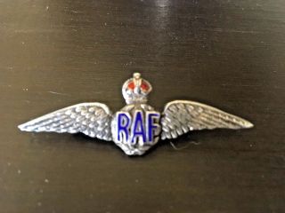 Vintage Wwii Raf Royal Air Force Pilot Wings Pin Marked Silver