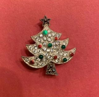 Judith Jack Sterling Silver Marcasite Christmas Tree Pin/brooch
