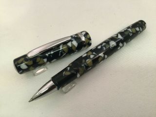 THINK Pens (by Krone) Cracked Ice Olive Green Black Marbled Rollerball Pen 2