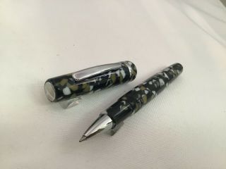 THINK Pens (by Krone) Cracked Ice Olive Green Black Marbled Rollerball Pen 3