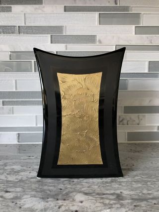 Rosenthal Handgemalt H Dresler Vase Black And Gold Tone
