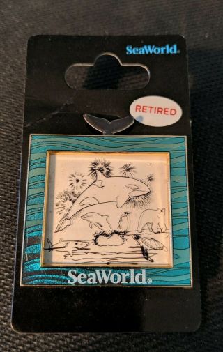 Seaworld Orca - Dolphins - Penguins - Polar Bear Frame Black And White To Color Pin