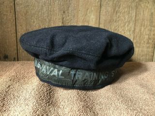 Vintage - Ww2 - Usn - Navy - U.  S.  Naval Training Station Cap - Hat - Tally - Title